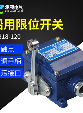 重型船用LX918-120行程开关500V5A树脂防水防腐限位开关手柄可调