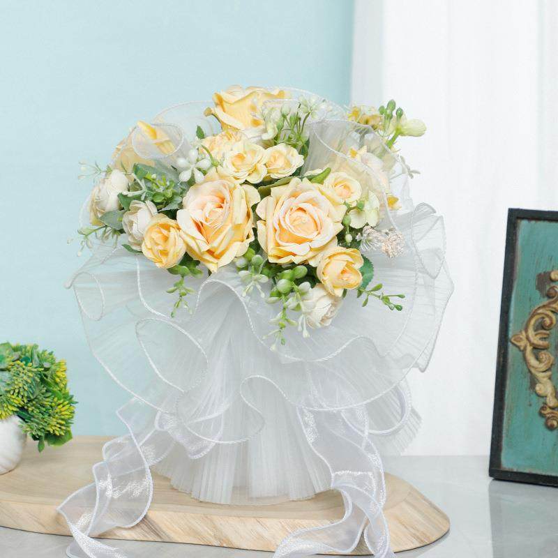 香槟玫瑰手捧花新娘结婚登记领证仿真花拍照情人节婚礼花束手捧花