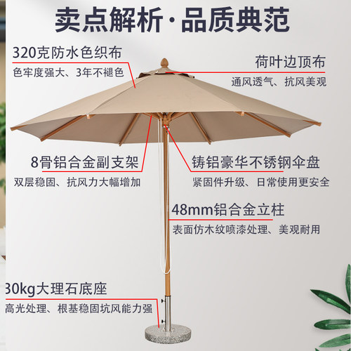 新款户外遮阳伞全铝合金加粗加厚立式大伞防雨防晒外摆露天中柱伞