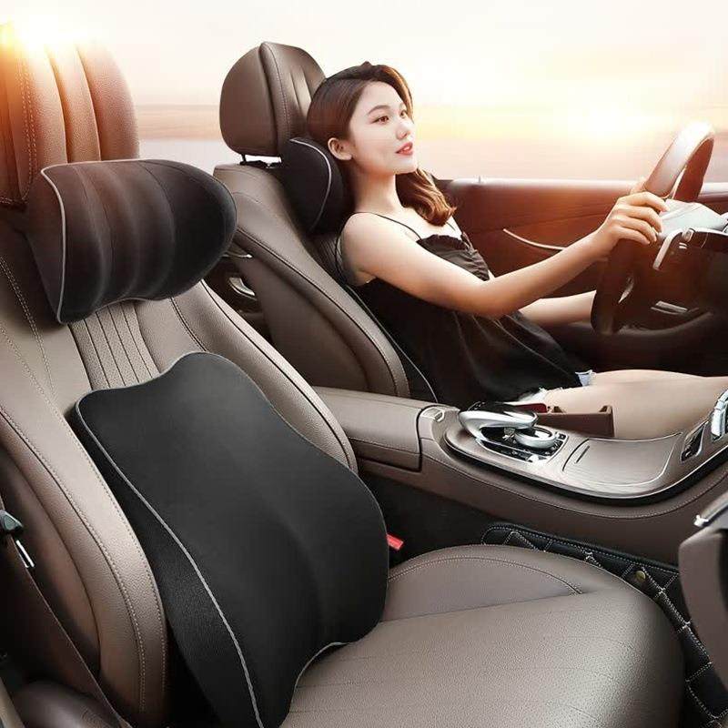 针织冰丝汽车靠垫腰垫护腰靠背垫办公室腰靠靠枕座椅头枕车载套装