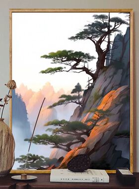 黄山迎客松数字油画diy手绘手工填色高级感油彩画装饰画