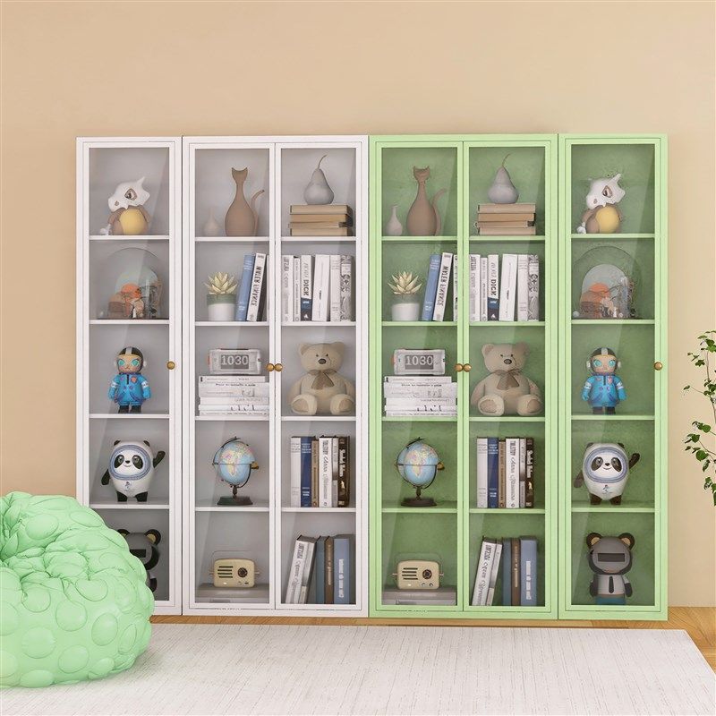 玻璃门书柜奶油风防尘书架铁艺置物柜客厅组合立柜家用落地展示柜,住宅家具,单个书柜,淘宝优惠券,粉丝福利购,淘宝优惠卷