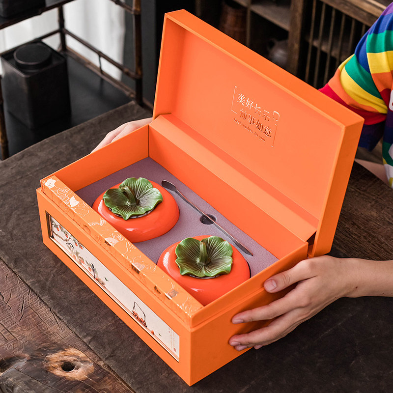 高档茶叶包装盒空礼盒大号柿子茶叶罐柿饼礼品盒陶瓷创意摆件定制,包装,礼品盒,淘宝优惠券,粉丝福利购,淘宝优惠卷