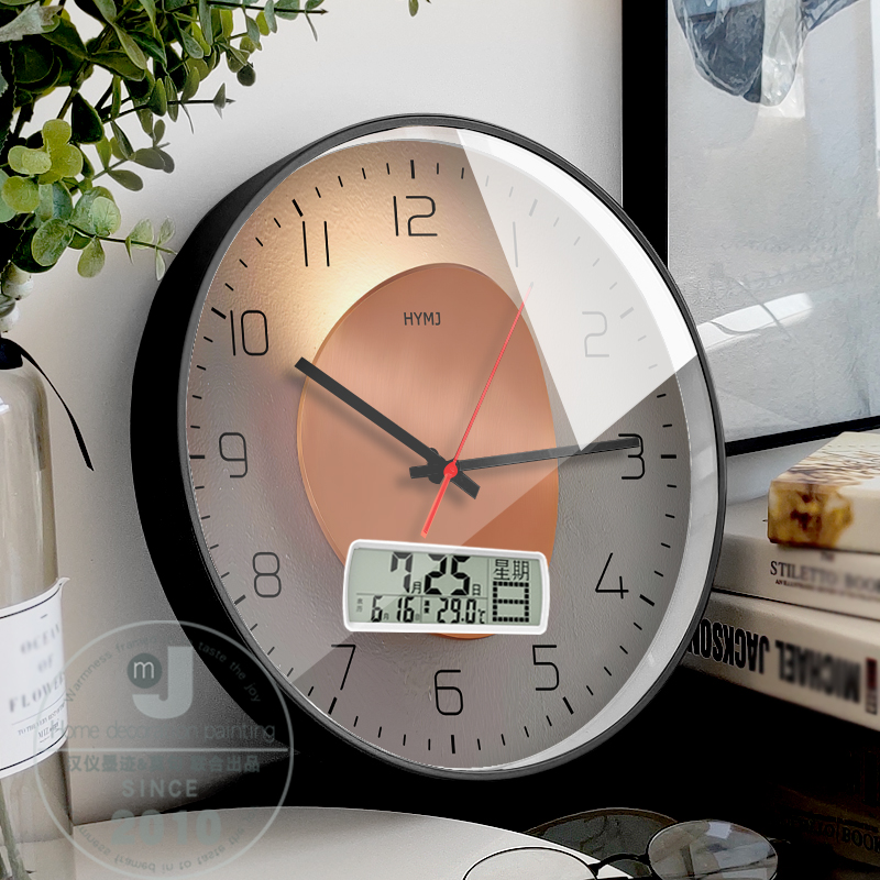 创意抽象个性几何钟表挂钟客厅家用时尚现代静音电波钟带日历挂墙