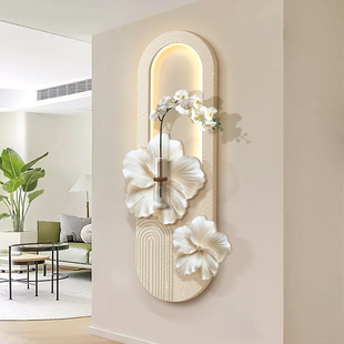 DIY水培绿植装饰画入户玄关走廊竖版壁画奶油风立体砂岩客厅挂画