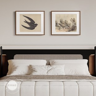 燕归来中古风卧室装饰画法式复古艺术玄关挂画素描风景客厅餐厅画