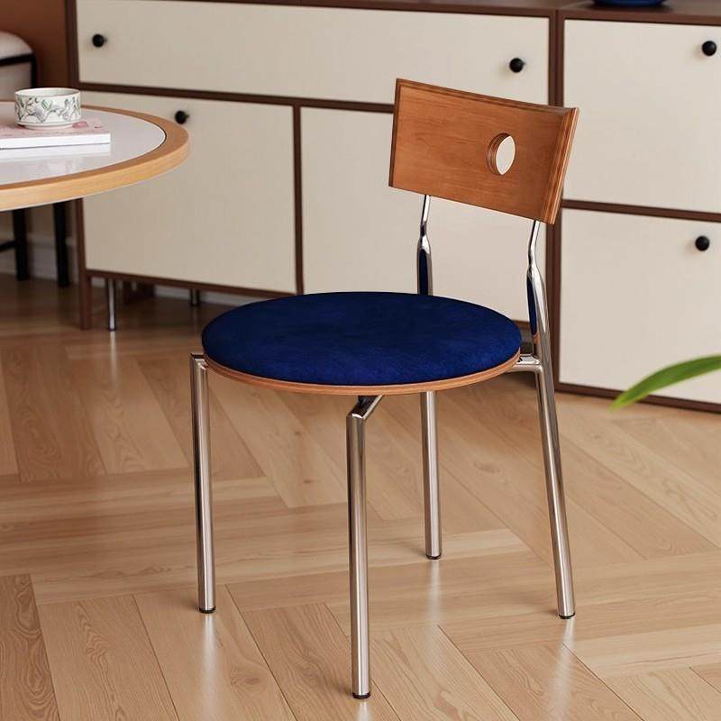 中古餐椅家用实木靠背椅网红复古椅小户型餐桌椅锈钢设计师椅子