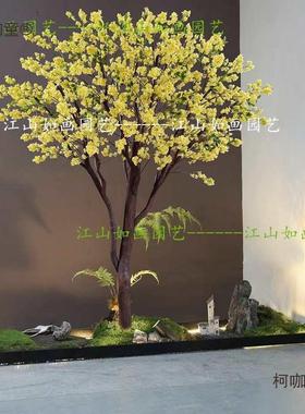 桂花树黄色假花大型室内假树装饰酒店商场道具造景落地摆件麦太保