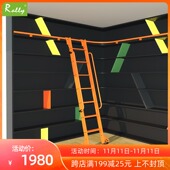 转角移动梯子衣柜书柜储物柜弧度梯定制家用书架铝合金旋转轨道梯