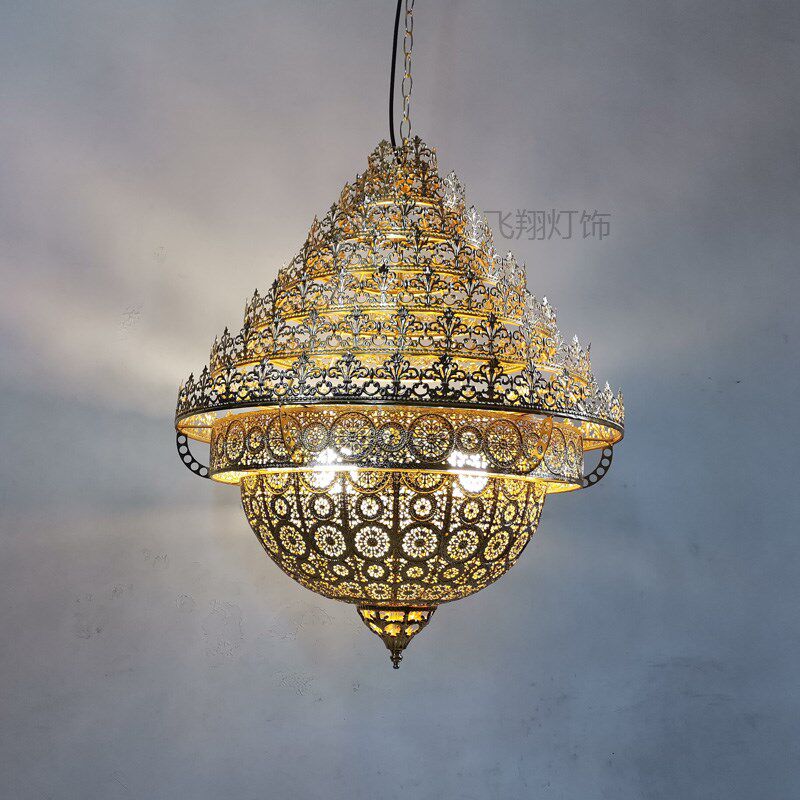 异丽东南亚风格楼梯铁艺吊灯泰国复古怀旧工业风客厅餐厅泰式灯饰