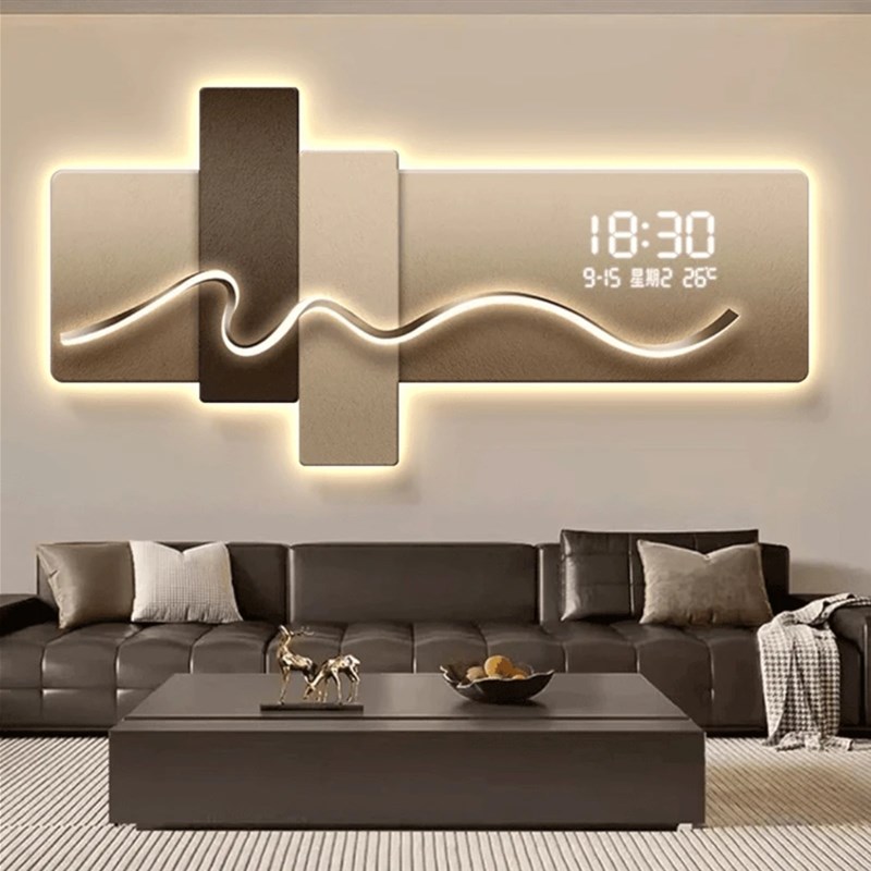 现代简约钟表挂钟客厅装饰画2024年新款创意电子钟数显表挂墙时钟