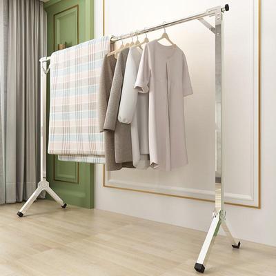 晾衣架家用阳台304不锈钢晒衣架子落地单杆式折叠室内简易晾衣杆