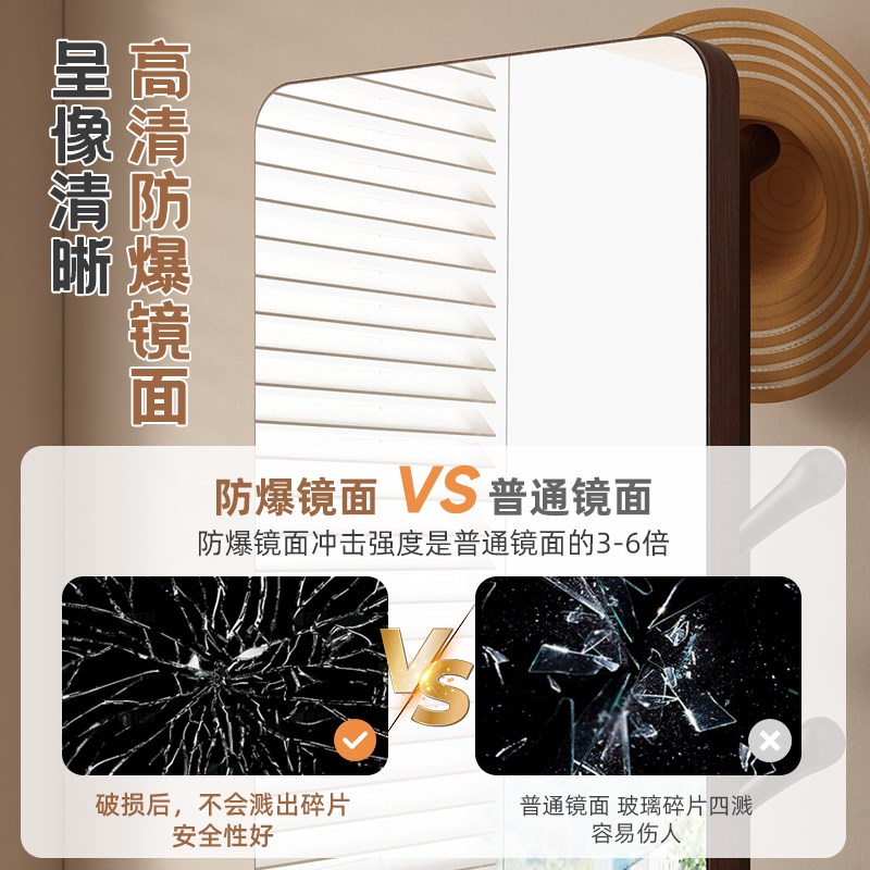 实木全身镜落地镜家用卧室可旋转移动试衣镜子带挂衣架一体穿衣镜