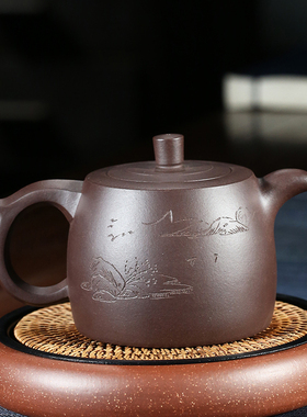 宜兴紫砂壶茶壶原矿紫泥大井栏575cc大容量功夫茶具捡漏手工家用