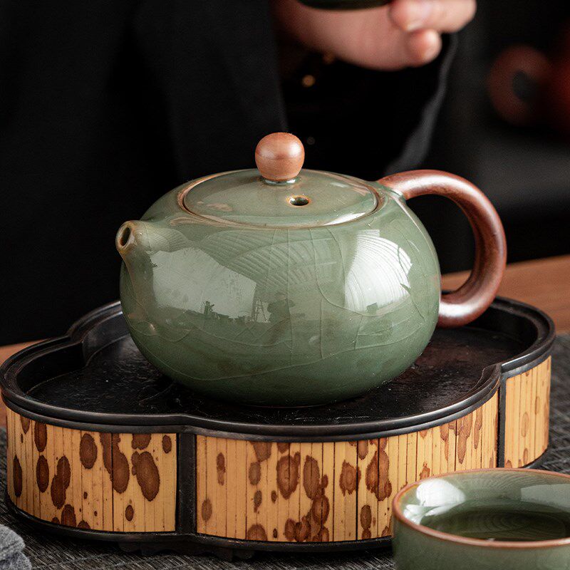 秘釉哥窑西施壶陶瓷茶壶中式家用泡茶壶一人过滤单壶高档功夫茶具