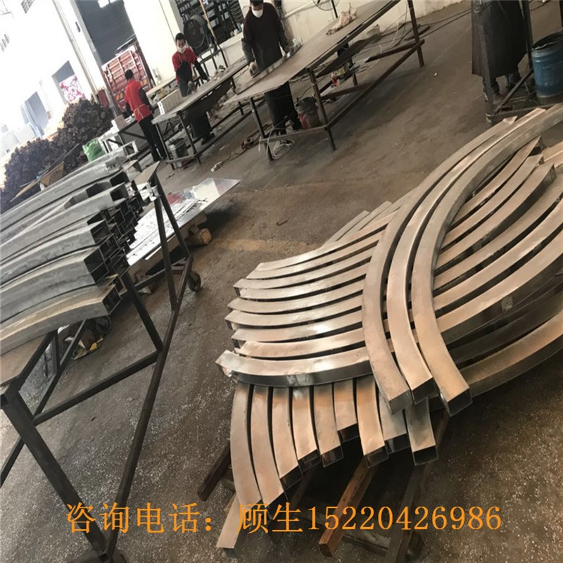 定制室内生态木纹铝材造型树铝型材凹槽吊管弧形拉弯异型吊顶装饰