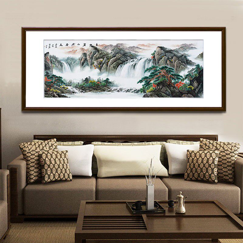 苏绣成品挂画客厅山水春山图高档苏州纯手工刺绣装饰画办公室壁画