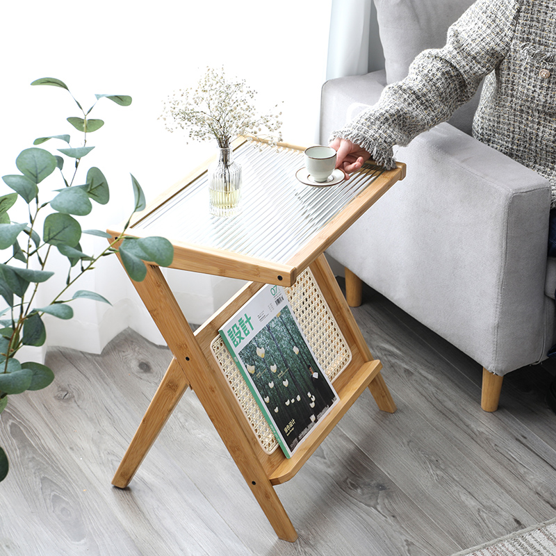 实木沙发边几柜玻璃小桌子带轮迷你茶几床头小方桌z型角几茶台子