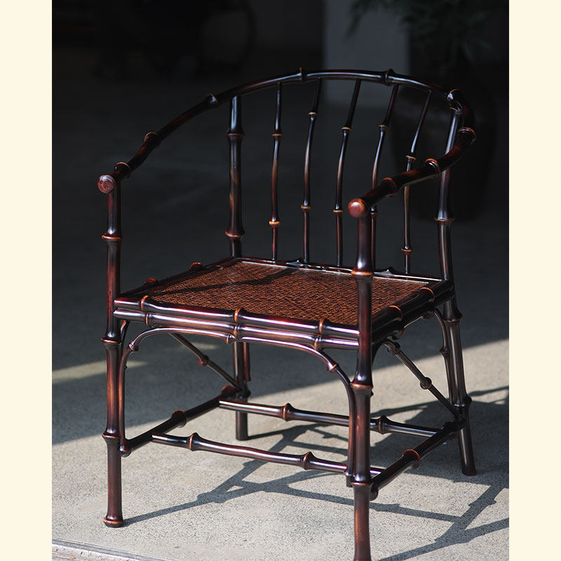 明式圈椅手工手作竹实木原筇竹扶手椅仿古中式休闲椅古典靠背客椅