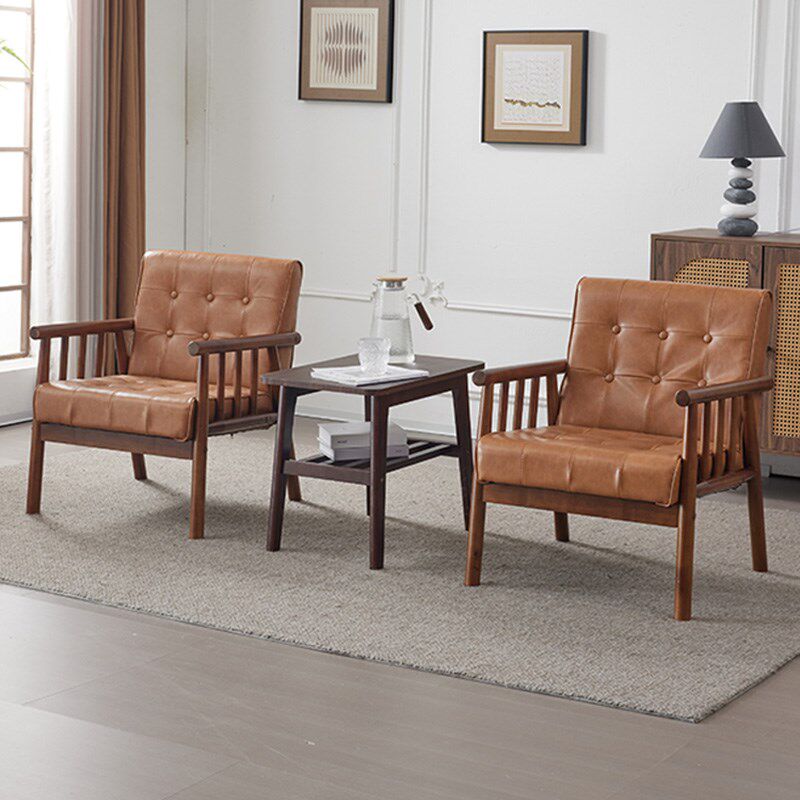 单人休闲椅午睡可躺座椅书房茶室桌椅沙发凳防水油蜡皮木质小尺寸