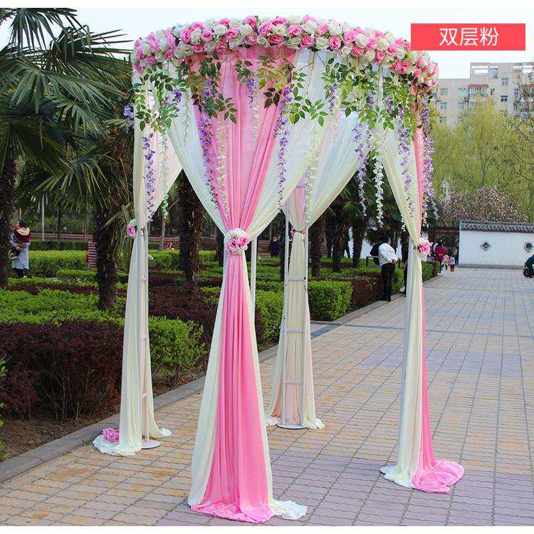 新款婚庆花亭纱幔装饰花圆亭公主亭婚礼仪式亭婚庆道具喜亭布幔