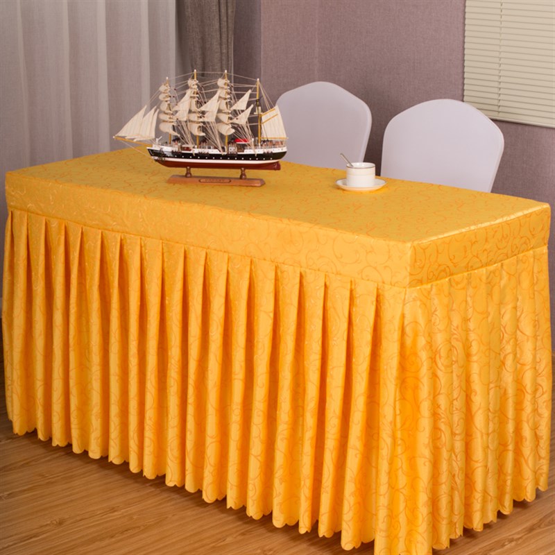 定制会议室桌桌裙桌布布艺台布展会签到长条桌台裙桌罩桌订做