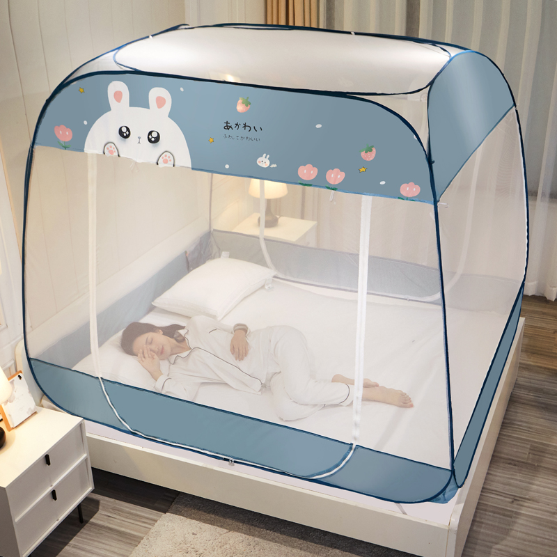 新款免安装蚊帐家用1.8X2x2.2纹帐1.5m1一米2二8五5床文帐帐篷1.2