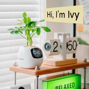 IVY智能花盆迷你可爱表情植物萌宠机器人摆件桌搭时尚 潮玩