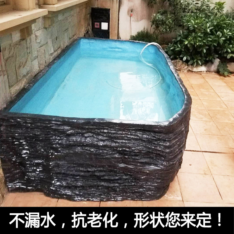 新款定做树脂鱼池假山盆盆景盆仿千层石客厅阳台大型落地水池摆件