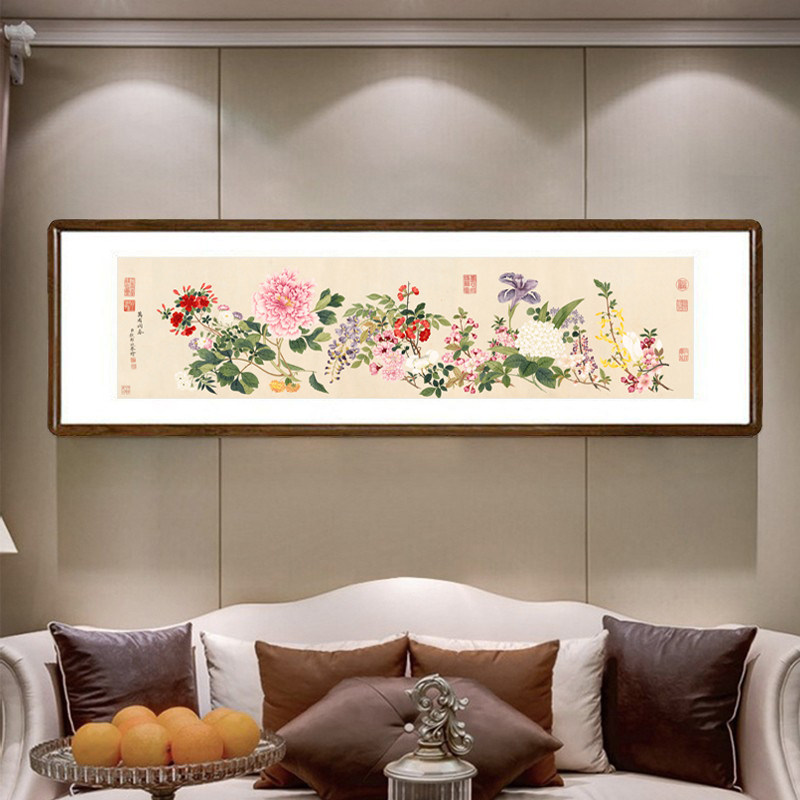 名画牡丹花挂画有框中式客厅装饰画餐厅床头花鸟画钱维城万有同春,家居饰品,国画,淘宝优惠券,粉丝福利购,淘宝优惠卷