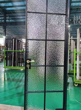 法式复古极窄格条银波纹极简门法式复古门对开门玻璃隔断玄关隔断