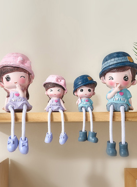 卡通可爱吊脚娃娃电视柜装饰摆件家居饰品客厅书架书柜书桌小摆设