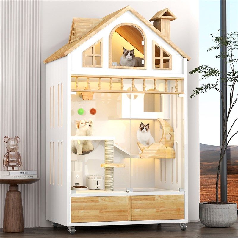 猫别墅实木猫笼家用室内尖顶猫屋猫房子大型猫舍窝猫笼子全景猫柜,宠物/宠物食品及用品,猫笼子/猫别墅,淘宝优惠券,粉丝福利购,淘宝优惠卷