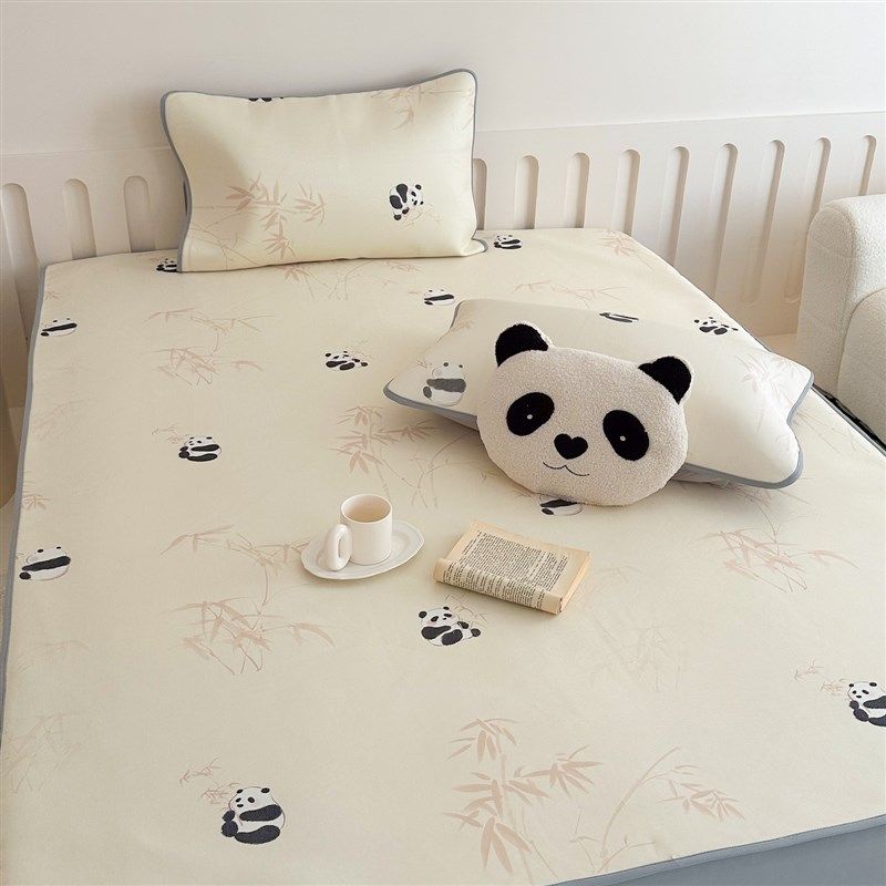 小美寝室 竹子熊猫可水洗凉感软席家用空调席子凉席三件套夏天,床上用品,冰丝席,淘宝优惠券,粉丝福利购,淘宝优惠卷
