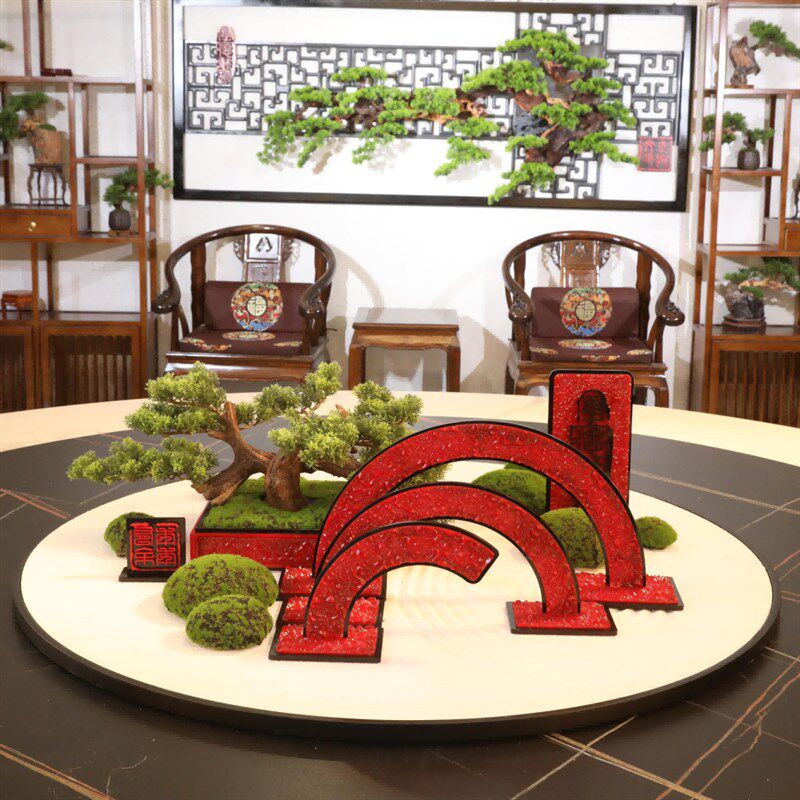 酒店大圆桌寿宴摆件婚庆摆花节假日氛围景观装饰饭店餐厅转盘桌花