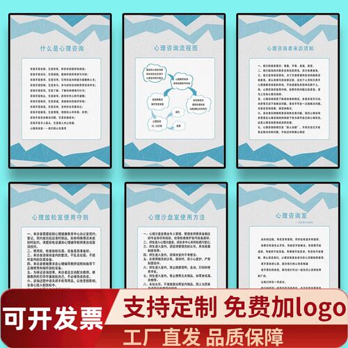 定制心理咨询室布置挂图辅导室沙盘室管理制度挂画心理格言装饰画