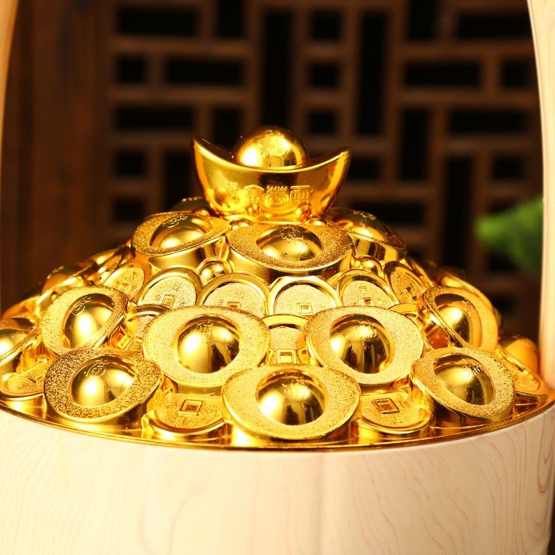 新年春节装饰聚财摆件一桶金元宝商场店铺福气桶桌面场景布置用品