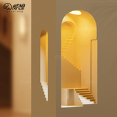 梦想家石膏壁灯嵌入式 转角墙角感应灯内嵌预埋走廊楼梯氛围壁龛灯