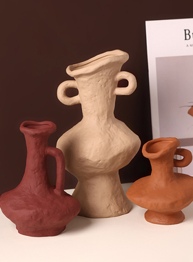 贝汉美侘寂风家居客厅陶瓷花瓶摆件复古艺术插花花器桌面装饰摆设