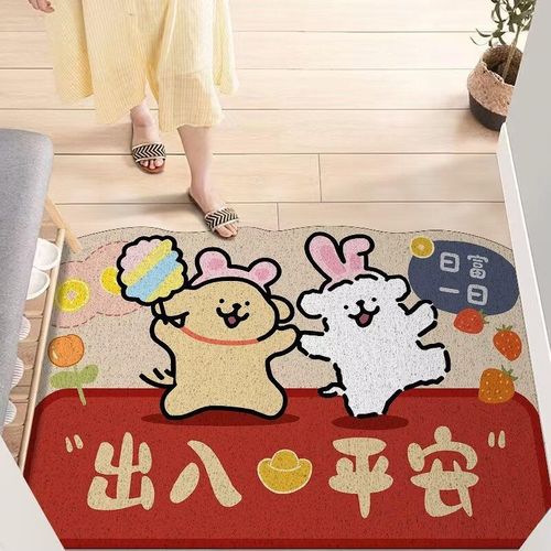 PVC卡通入户除尘丝圈门地垫家用可裁剪耐磨入户玄关进门口脚地毯