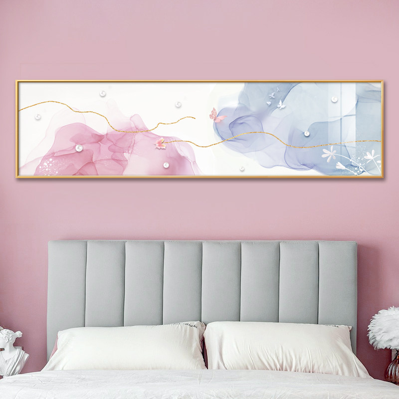 卧室装饰画晶瓷画床头横画温馨少女抽象现代风客厅壁画艺术背景墙