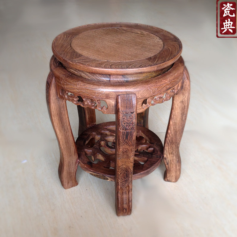 陶瓷鱼缸底座 实木鸡翅木圆形底座 榆木花架 花盆木制底座支架,鲜花速递/花卉仿真/绿植园艺,花架,淘宝优惠券,粉丝福利购,淘宝优惠卷