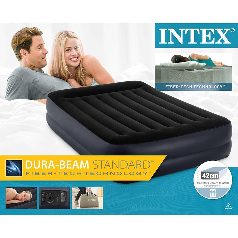 intex线拉充气床垫双层家用加高自动充气床户外折叠便携单双人床