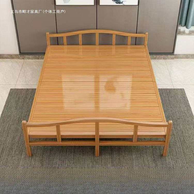 竹床折叠床床单双人午休凉床成人家用出租房简易硬板午睡木床竹子