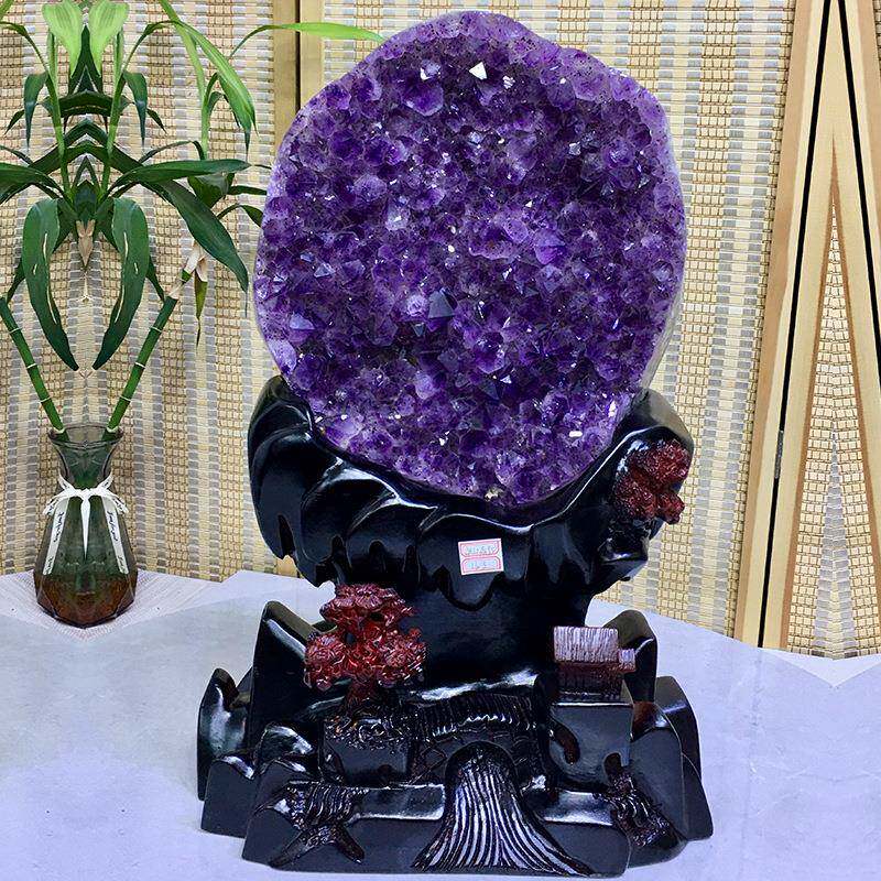 天然紫水晶原石大摆件帝王紫紫晶洞晶簇晶镇客厅桌面玄关消磁净化