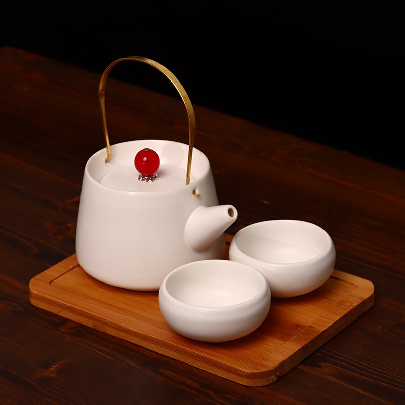 水杯定窑温酒温茶煮茶老式提梁壶旅行茶具家用厅礼盒陶瓷杯子套装