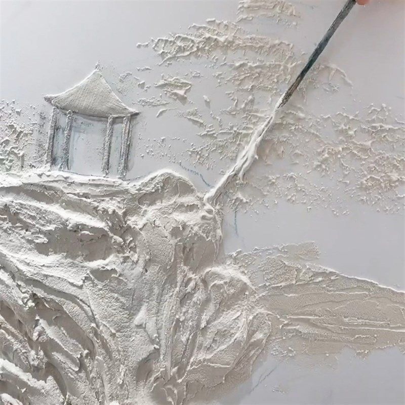 抖音壁画师佳佳款墙面浮雕画雕刻墙面画壁画材料矿物沙料艺术细料