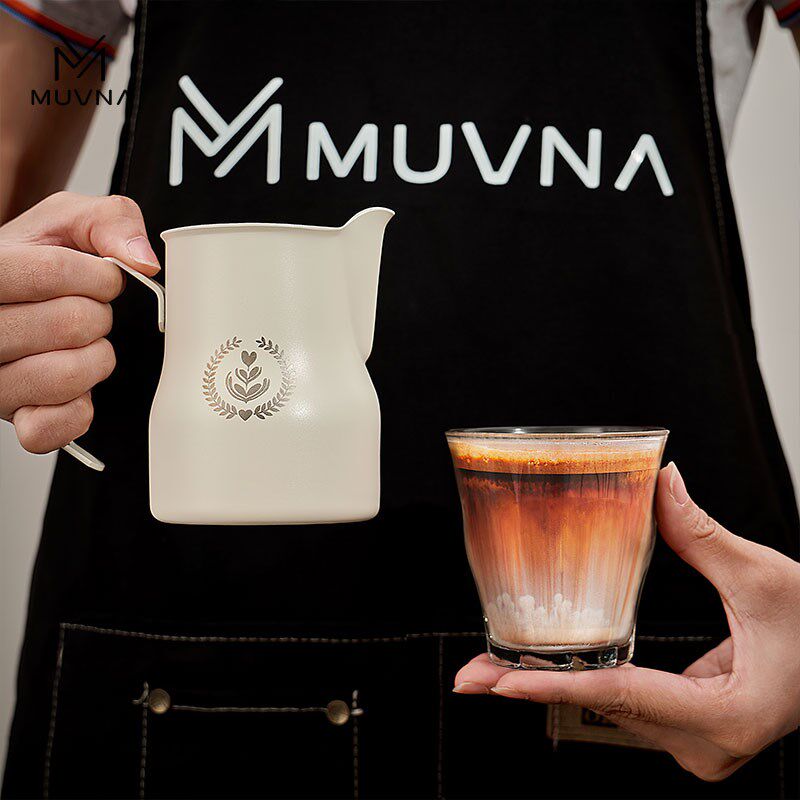 MUVNA意式咖啡打奶杯304不锈钢大肚打奶缸350/450ml拉花杯奶泡杯图片