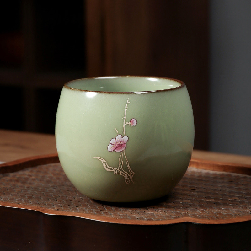 官窑铁胎冰裂纹茶杯手工陶瓷品茗杯茶盏开片复古功夫主人杯礼盒装