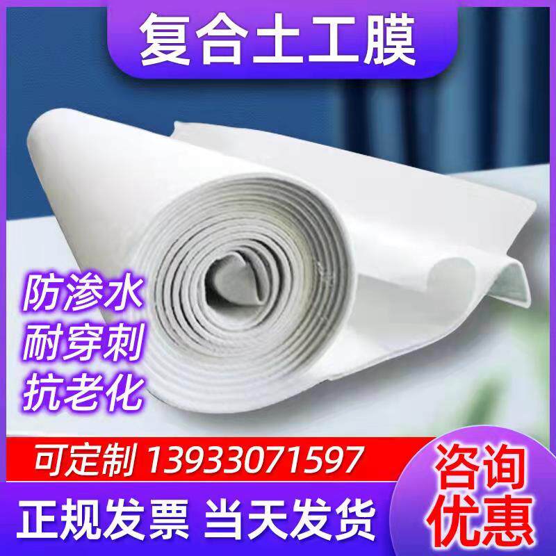 复合土工膜复合两布一膜一布防水河道池塘鱼池养殖鱼塘防渗土工布